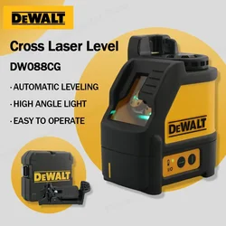 DEWALT-Nível Laser feixe verde, DW088CG, interior e exterior, de alta precisão, 2 linhas, auto-nivelamento, ferramenta elétrica