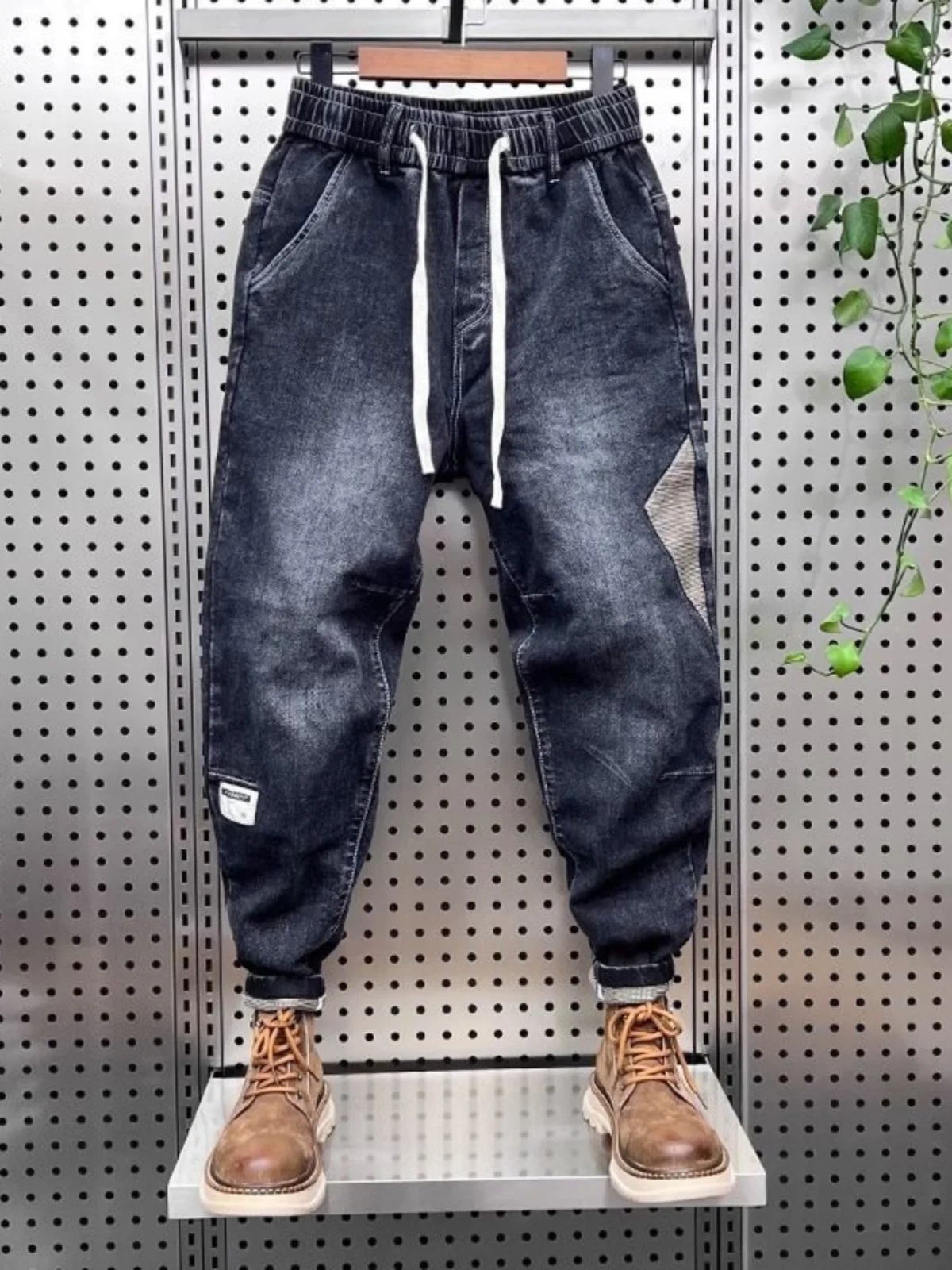 

Extra Large 300 Pounds Elastic Denim Jeans Men's Casual Patchwork Slim Fit Harlan Cool Dad Pants American Style Autumn Winter