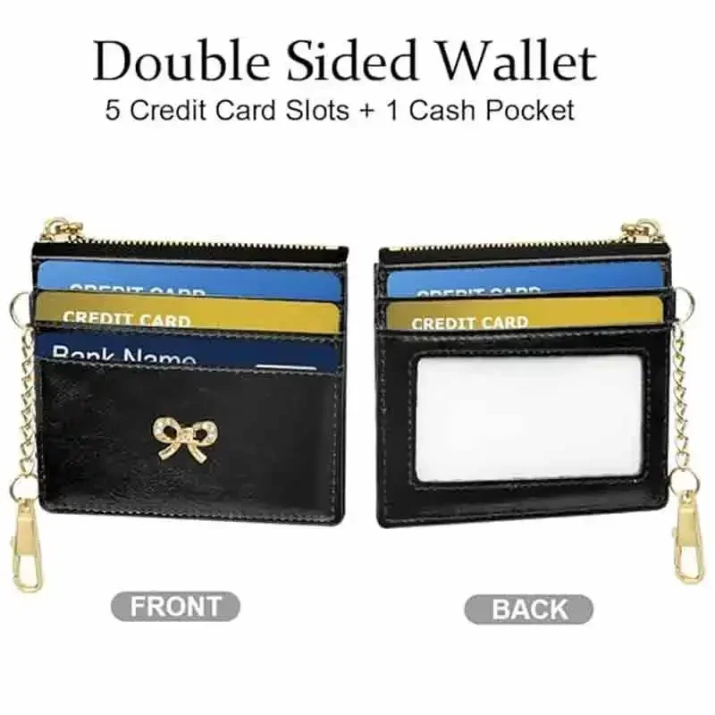 KM014 Credit Card Holder Wallet, Minimalist Leather Slim Change Wallet