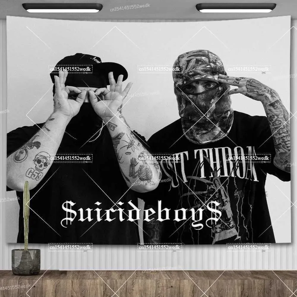 Suicide Boys Tapestry Music Album Wall Decor Poster Aesthetic Hippie Suicideboys Tapestrys Polyester Fabric Home Decoration Y240