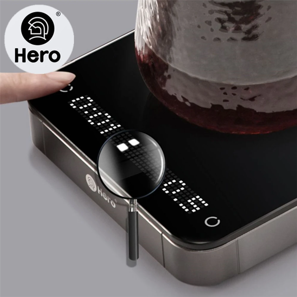 Hero Coffee Scale with Tempered Glass Mirror Surface High Temperature Resistance 2KG/0.1g Digital Smart Kitchen Scale with Timer