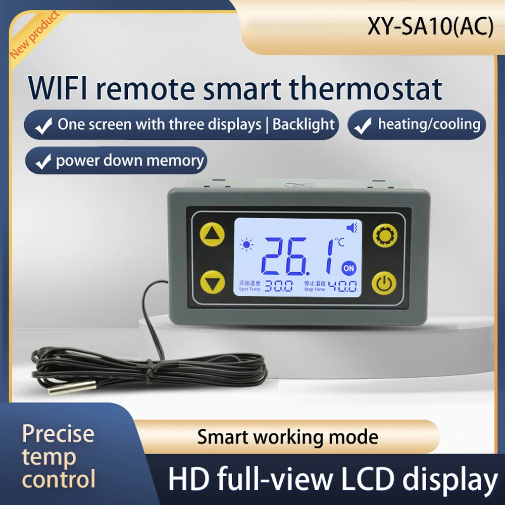 Termostato de Control remoto WIFI, módulo de controlador de temperatura Digital, aplicación de calor frío, recolección de temperatura, alarma alta y