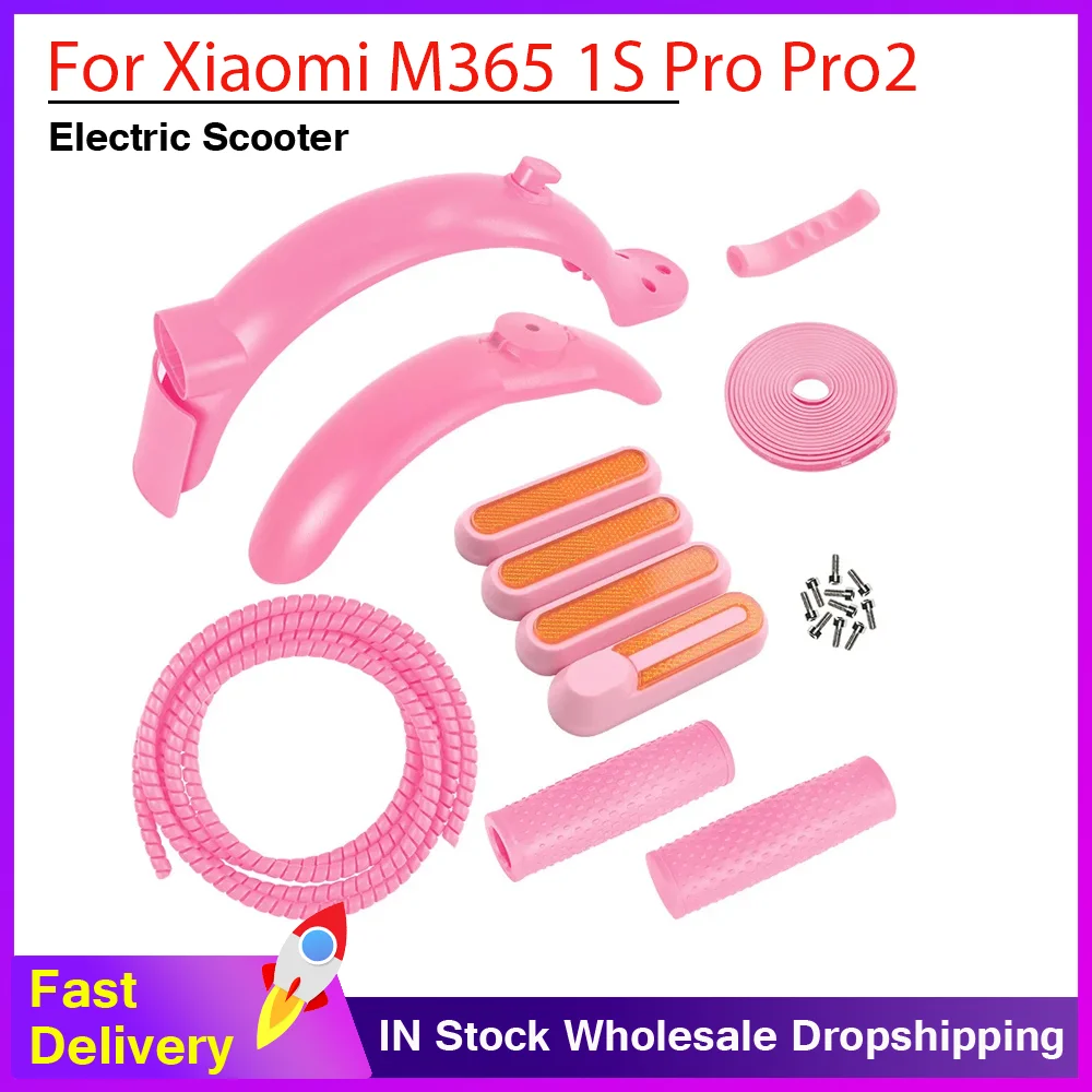 

Front Rear Fender with Taillight Kit for Xiaomi M365 1S Pro Pro2 E-Scooter Fender Guard Non-slip Silicone Handle Protective Case