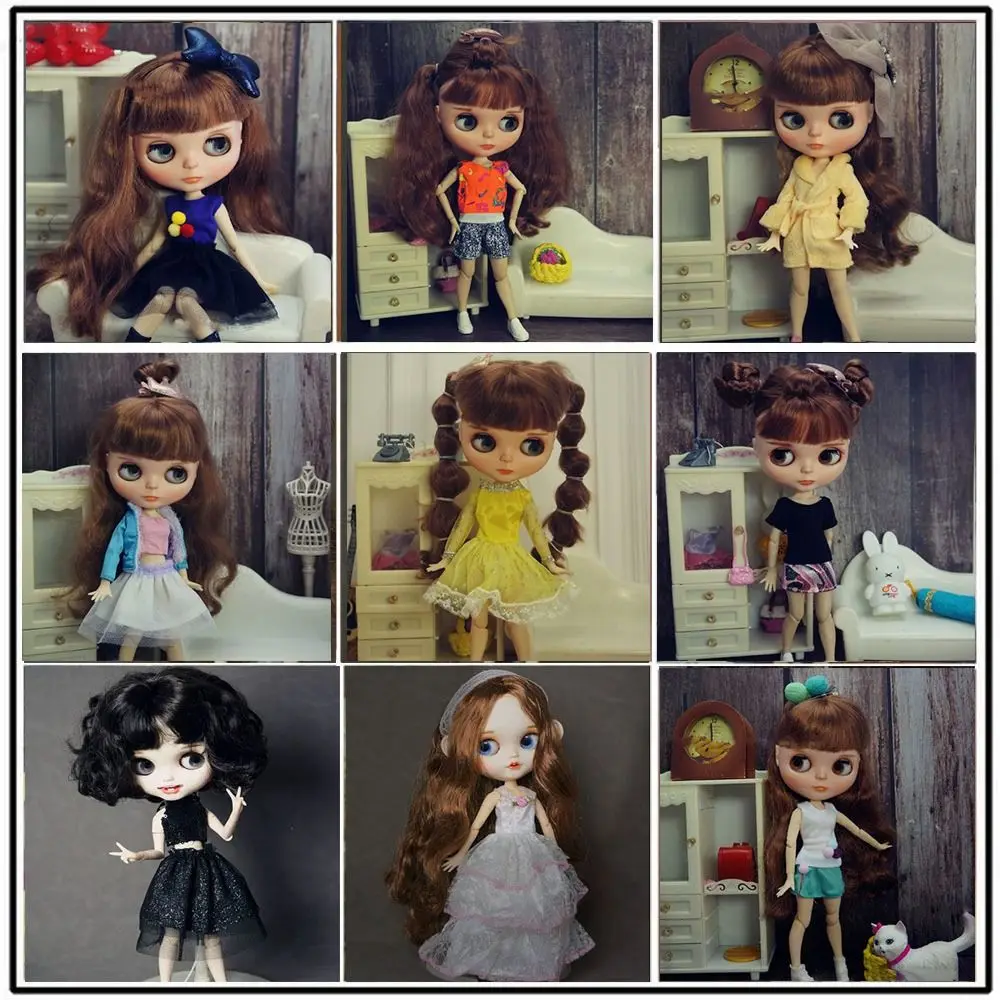 Moda elegante calças jeans mini diy acessórios camiseta saia de fio bonito vestidos simples hoodies para azone19 icy dss bonecas