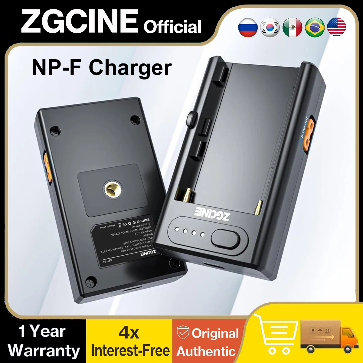 ZGCINE NP-F Battery Charger USB-C PD Fast Charging D-Tap USB-A Output for Sony NP-F550 NP-F750 NP-F970 Camera Monitor VideoLight