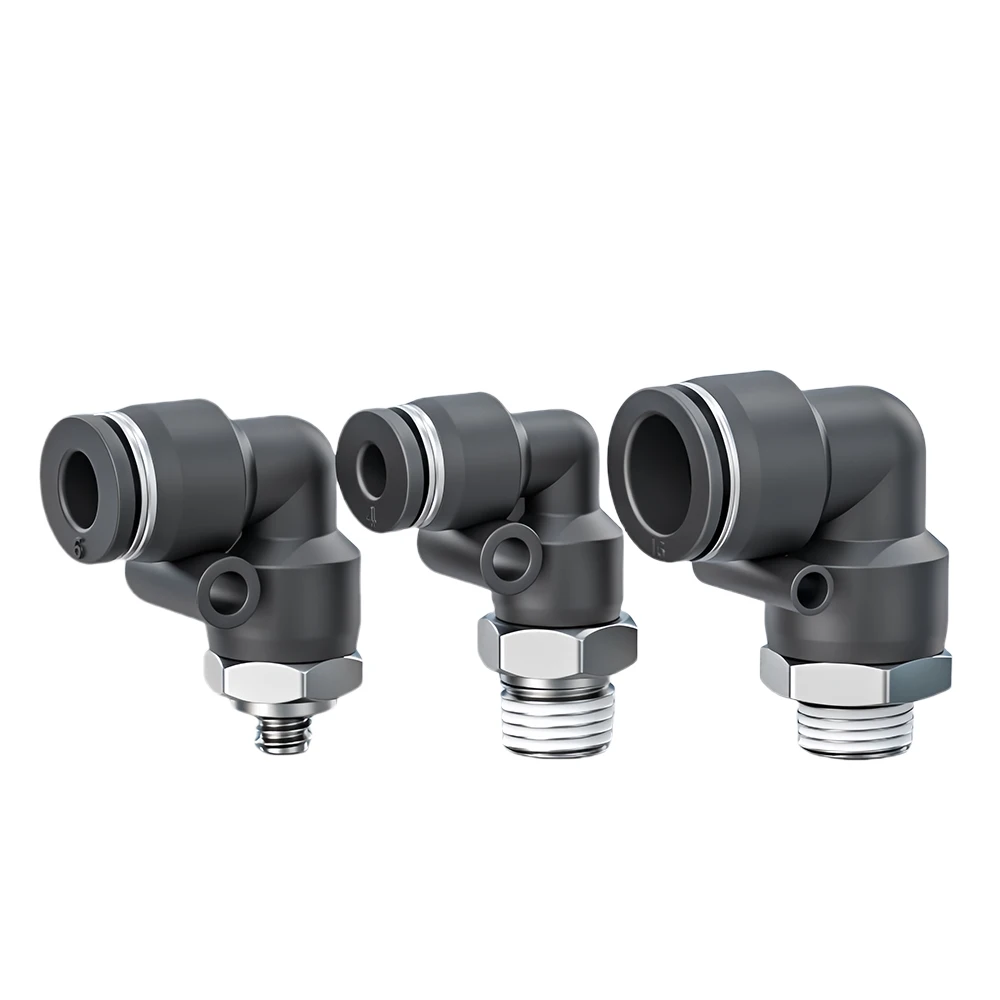 Black PL Pneumatic Quick Connector Hose Trachea External Thread BSP 1/4 1/2 1/8 3/8 Copper Elbow Quick Plug PL6-02 8-03 12-04 01