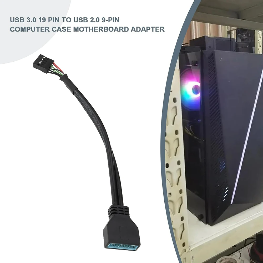 High-Speed Motherboard Panel Adapter USB 3.0 19/20 Pin Male to USB 2.0 9 Pin Female Converter for Desktop PC 9PIN to 19 PIN Cord