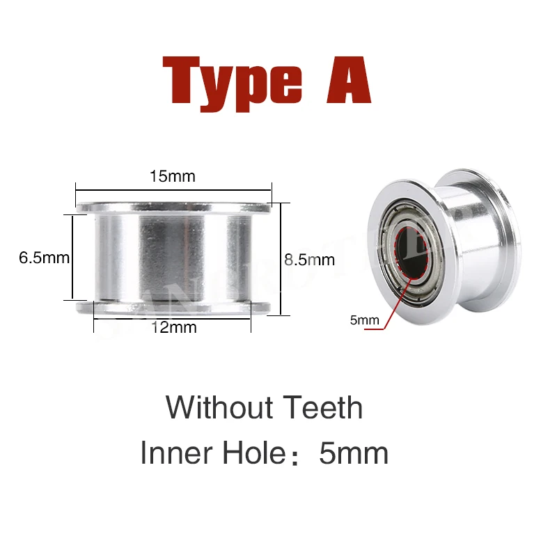 1Pcs 20T 8.5mm 12mm Height GT2 Idler 20 Tooth Wheel Bore 5mm For High Matching Low Vibration Gates 6mm 10mm 2GT Timing Belt