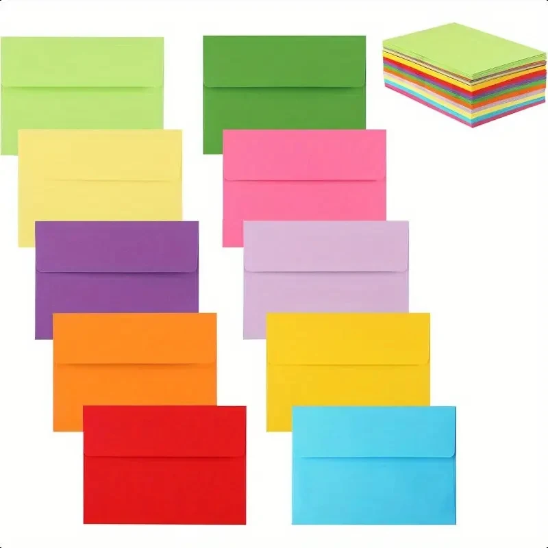 50Pcs Candy Color Blank Mini Paper Envelopes For Letter Wedding Party Invitation Greeting Cards Gift Business Cards Envelope