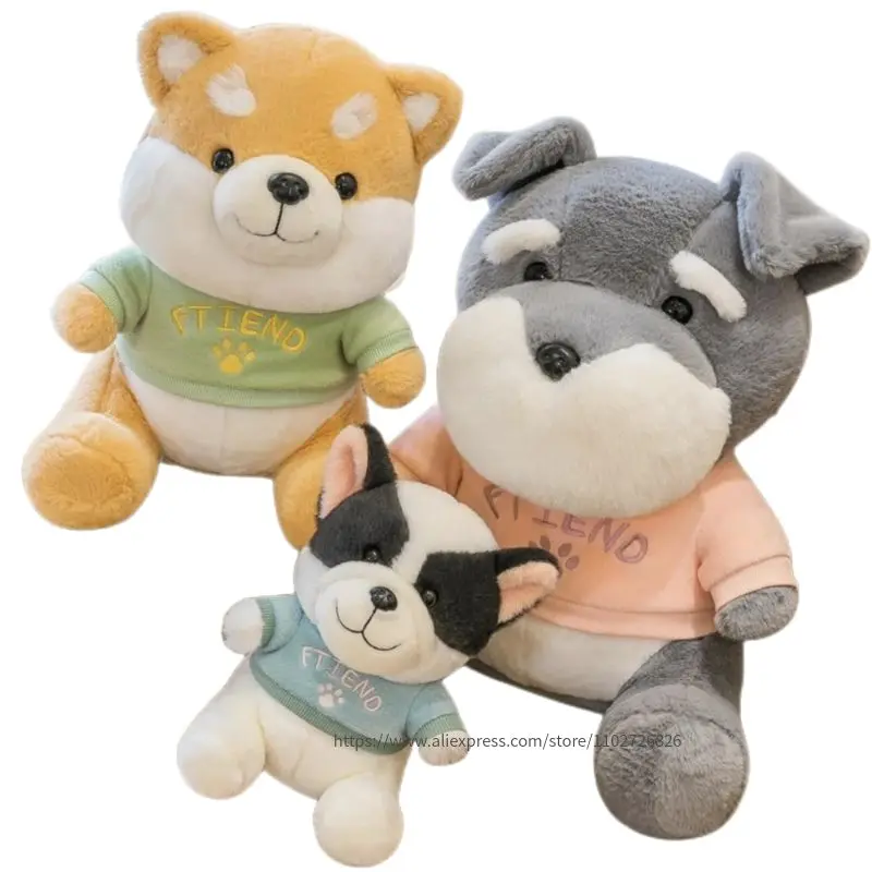 

25/35/50cm Lovely Simulation Dog Plush Toys Shiba Inu Schnauzer Bulldog Kawaii Dog Dolls Soft Animal Home Decor Gift for Kids