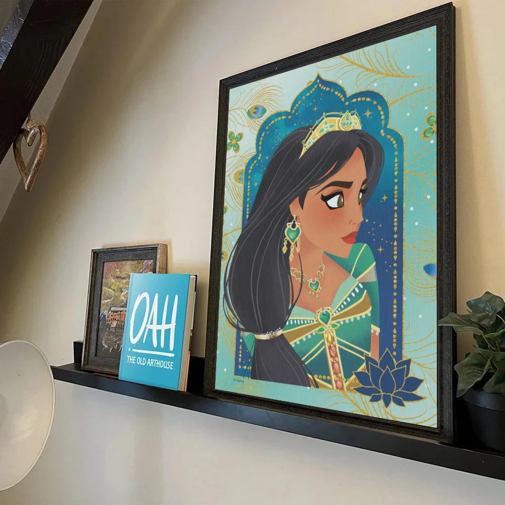 D-disney Princess Jasmine ملصق فني ذاتي اللصق مقاوم للماء ورق ملصق مقهى بار غرفة جدار ديكور