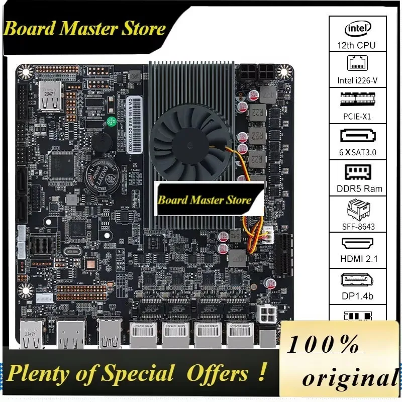 BoMaSN100 Nas Motherboard 2xm.2 Nvme 4x I226-v Support 6*sata 3.0 Ddr5 Mini Itx Router Mainboard Pciex1 2.5g Rj45 Lan Type-c