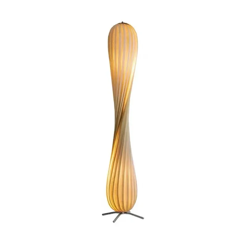 Japanese-style Wood LED Floor Lamp Dimming Parlor Bedroom Lighting Fixtures Spiral Shape Home Deco Atmosphere Luminaire