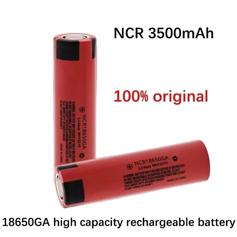 2024 100% Original NCR 18650GA High Discharge 3.7V 3500mAh 18650 Rechargeable Battery Flashlight Flat Head Free of Shipping