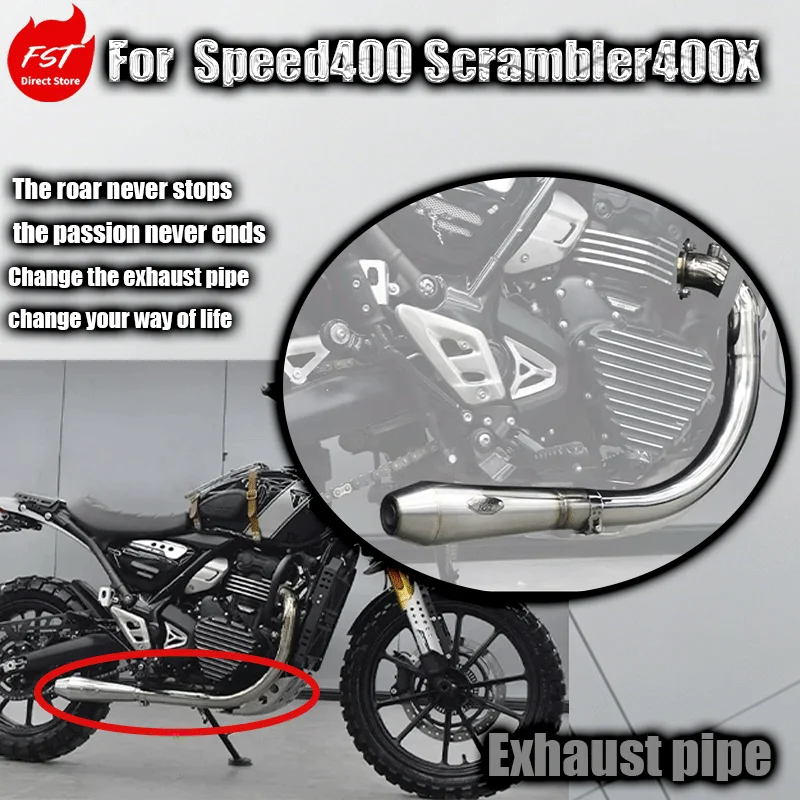 

For Speed400/Scrambler400X Modified Right Side Single Outlet Small Muffler Low Exhaust Pipe Accessories