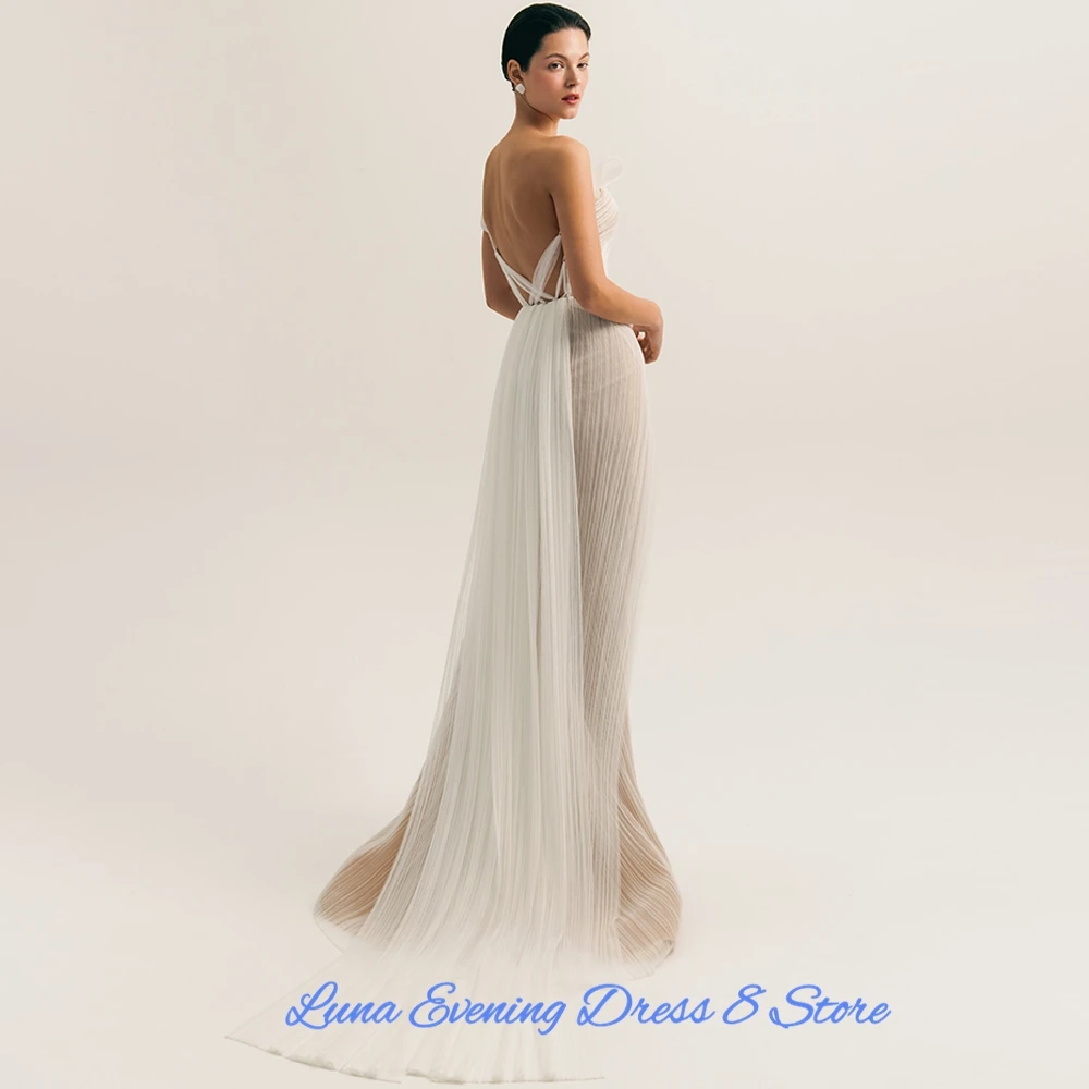 Customized  Luxury Jersey Straight One Shoulder Evening Dress Side Slit Floor Length Sleeveless Panel Train Vestidos de
