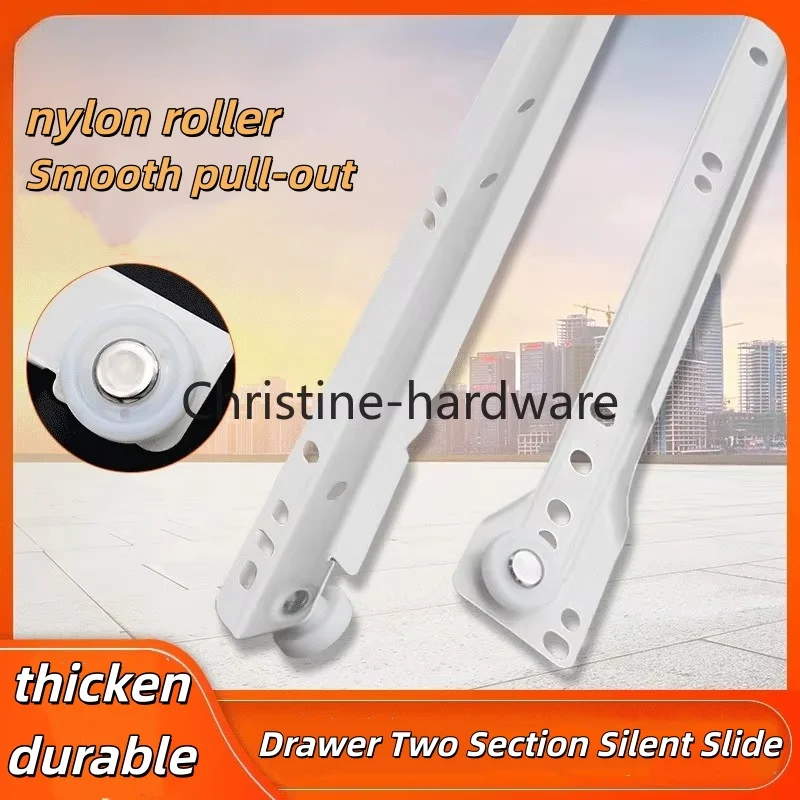 1 Set Heavy-Duty Drawer Track Slides - Dual-Rail Reinforced for Computer/Table/Clothing/Keyboard Drawers (Furniture Hardware)