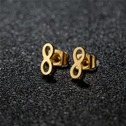 Tiny Stainless Steel Infinity Sign Earrings Simple Number 8 Shaped Fashion Stud Earring for Women Party Jewelry Brincos