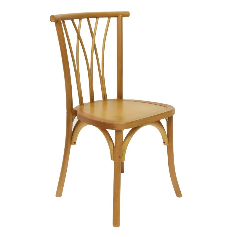 Stackable Solid Wood Natural Willow Chair with Wooden Seat