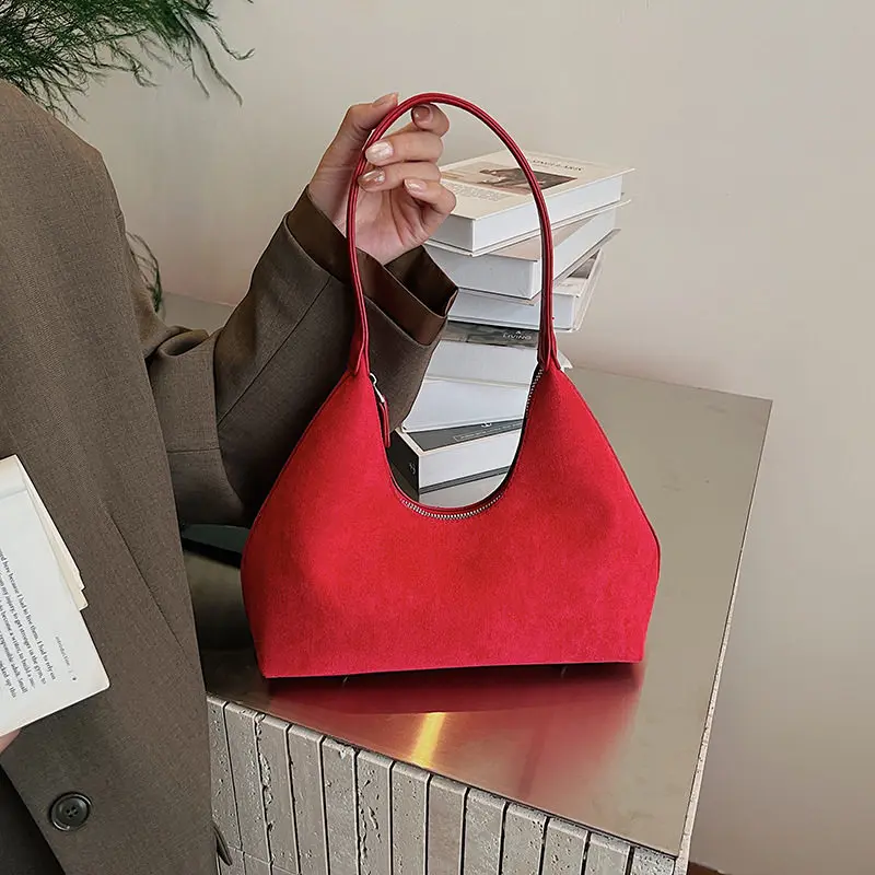 

Высококачественная женская сумка через плечо из искусственной замши, модная винтажная однотонная повседневная сумка, универсальная сумка для поездок на работу, сумка-багет