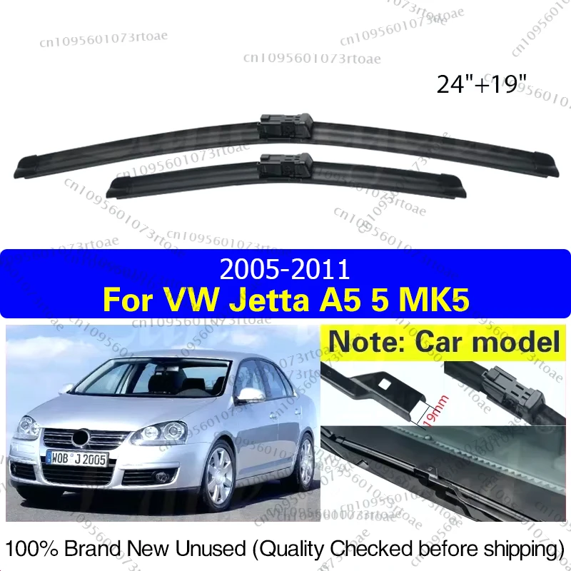 

Car Wiper For Volkswagen VW Jetta A5 5 MK5 2005 - 2011 Front Wiper Blades Soft Rubber Windscreen Wipers Auto Windshield 24"+19"