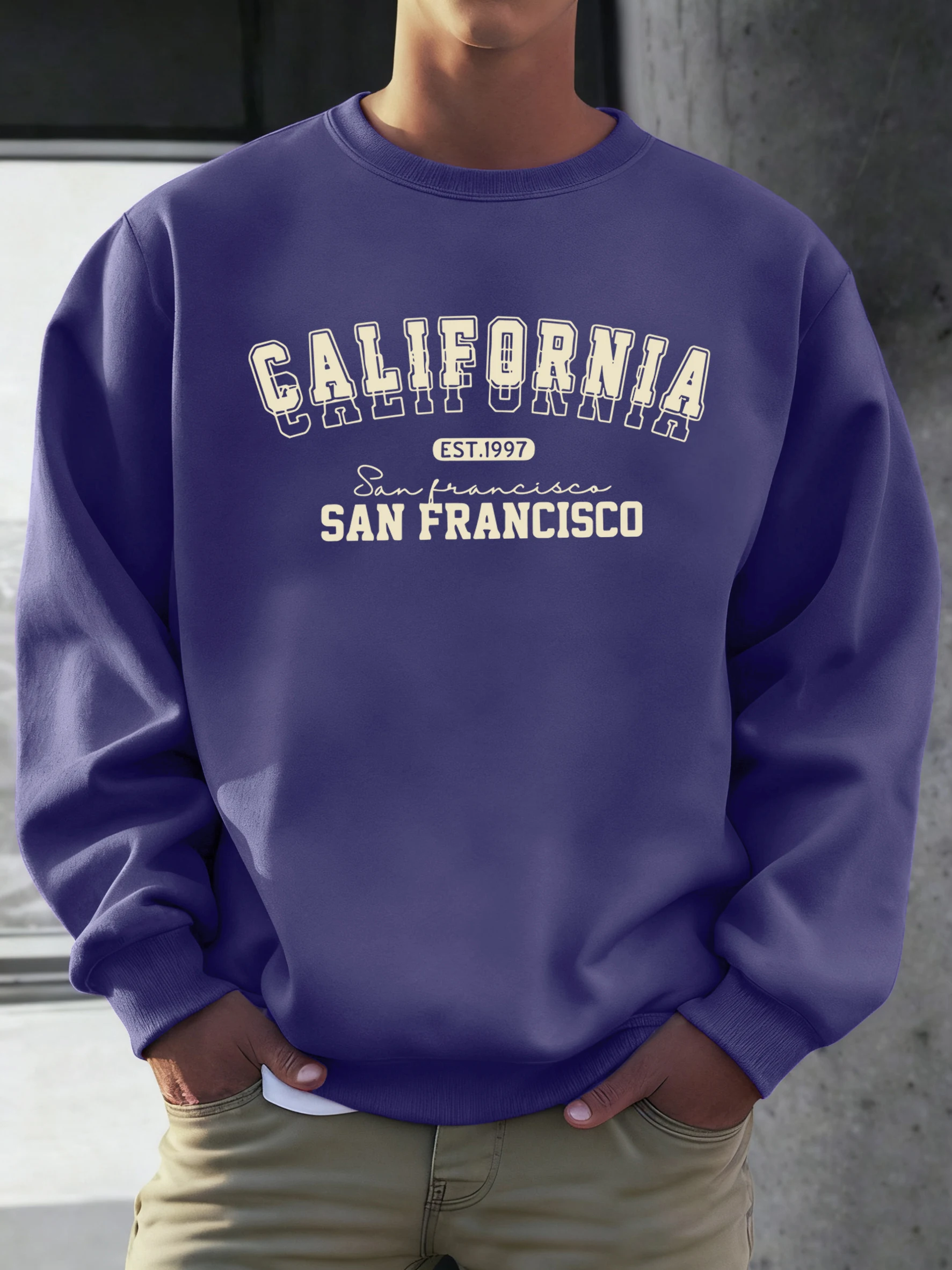 California San Francisco Est 1997 Prints Sweatshirt Herren Fleece Fashion Pullover Daily Spring Sportswear All-Match O-Neck Kleidung