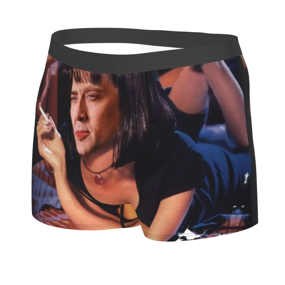 Custom Male Cool Nicolas Cage Pulp Fiction Meme Men Underwear Boxer Briefs Breathable Shorts Panties Underpants