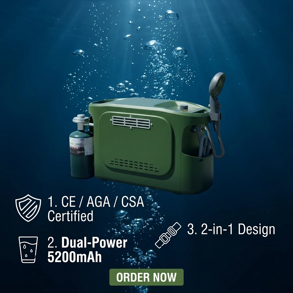 Compact Portable 3L Copper Heated Gas Water Heater USB Battery Powered for Outdoor Household Car RVs Calentador De Agua Porttil