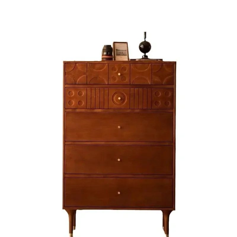 

Nordic retro chest side cabinet storage solid wood bedroom living room locker medieval drawer boxwood entrance