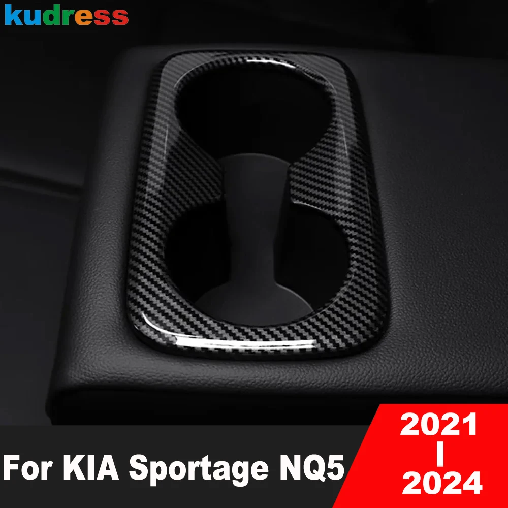 

For KIA Sportage NQ5 2021 2022 2023 2024 Carbon Fiber Car Rear Seat Water Cup Holder Frame Cover Trim Interior Accessories