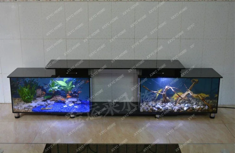 TV Cabinet Fish Tank Aquarium Super White Fish Tank Glass Coffee Table Change Water Double Filter Ecological Fish Tank