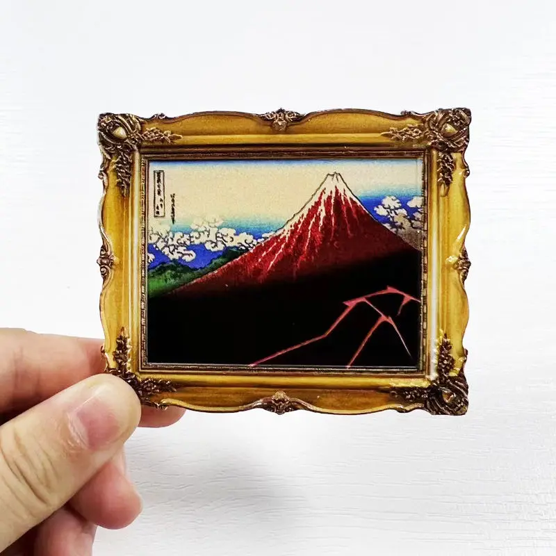 

Japanese Mount Fuji Oil Painting High-Value Hand-Painted Simulation Magnetic Fridge Magnet High-End Popular Home Decoration