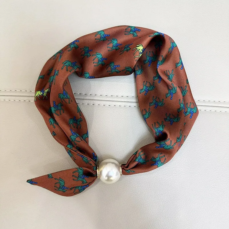 Elegante Parel Staart Magnetische Sluiting Sjaal 2025, Zomer Nieuwe Veelzijdige Ademende Mode Artistieke Accessoire Hals Wrap Sjaals