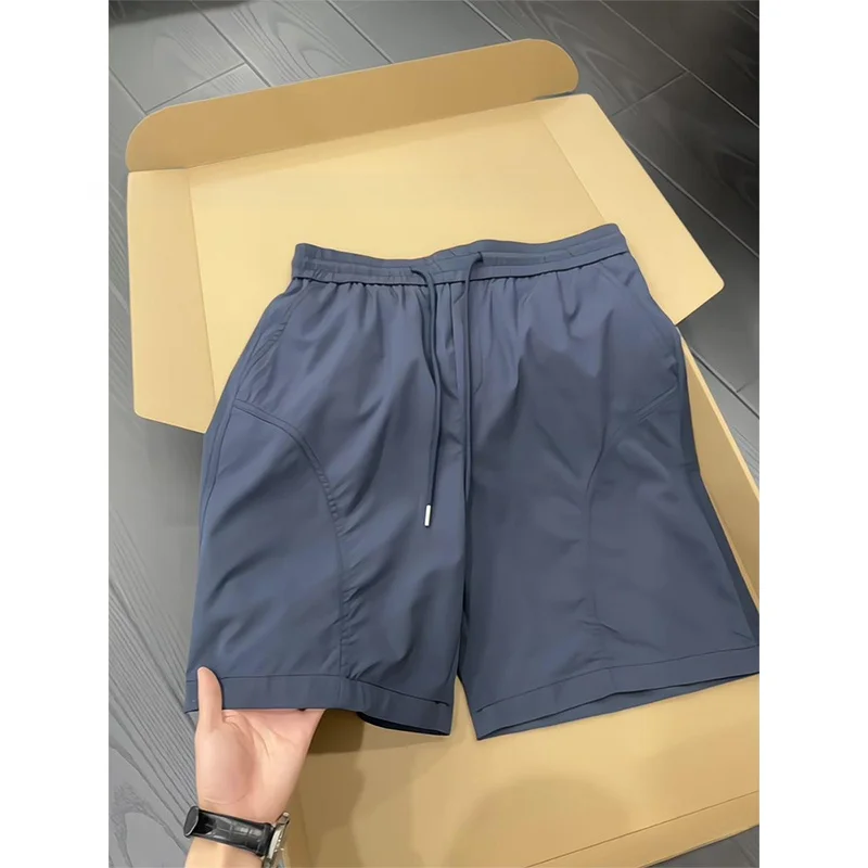 

Мужские летние тонкие шорты из ледяного шелка, повседневные, американского стиля, функциональные, легкие, до колена