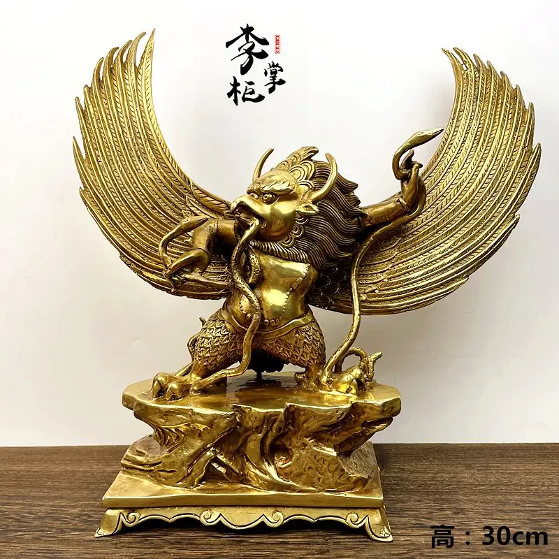 Tibetan-style Nepalese Tantra Tibetan large pure copper Dapeng golden-winged bird Buddha statue protector Garou Luoqiong bird or