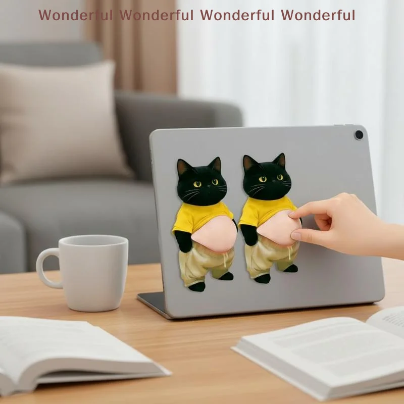 1Pair Cute 3D Animal Butt Stickers Cartoon Cat Anti Collision Sticker Soft Silicone Decal For Car Door Fridge Home Decoration