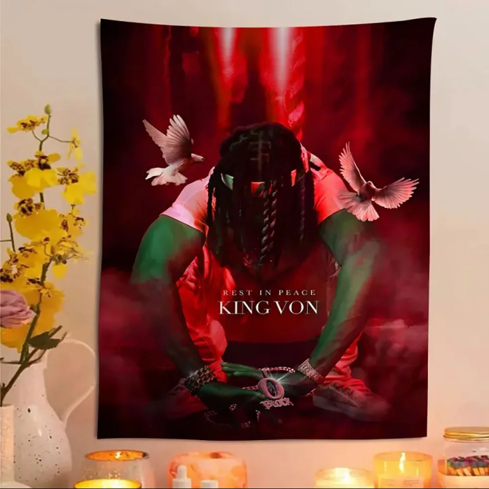 King Von Welcome To O Block Music Album Tapestry Anime Tapestry Hanging Tarot Hippie Wall Rugs Dorm Wall Hanging Sheets