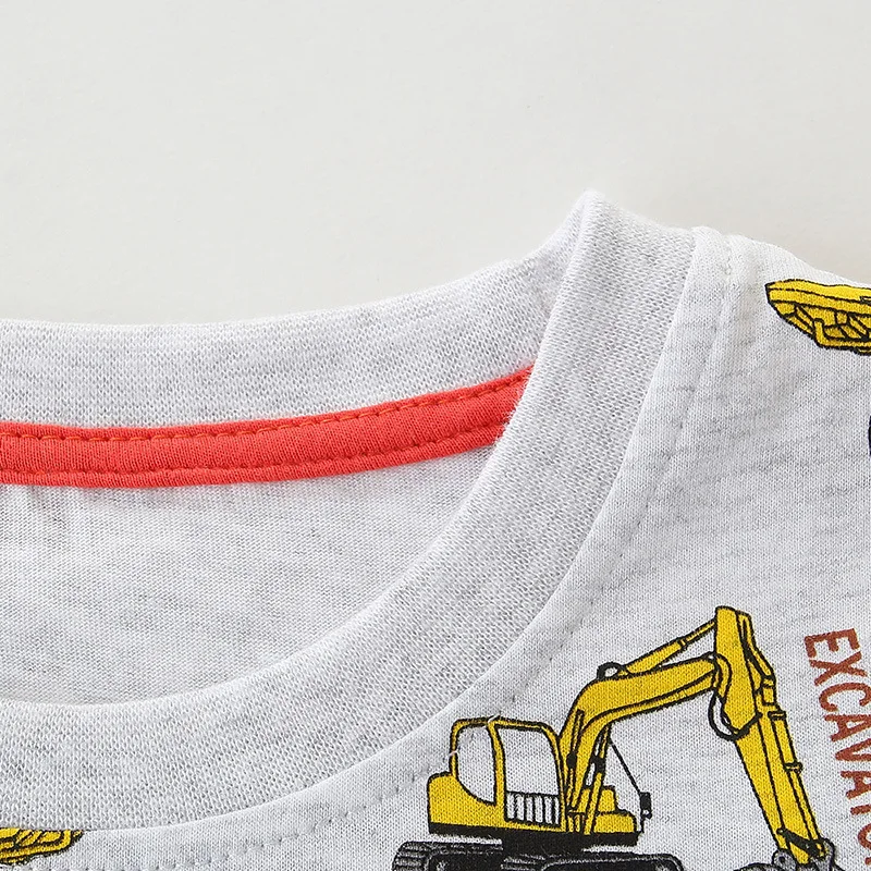 Little maven Summer Boys T Shirt Excavator Pattern Baby Boys Tops Tees 4Years Old for Shorts Sleeve Shirts Cotton Children Shirt