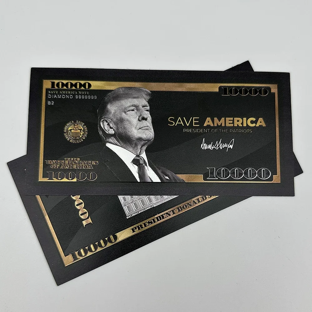 10 Stück 47 US-Präsident 10.000 Dollar Rechnungen Schwarzgold Banknoten Gedenkbanknoten Heimwanddekoration