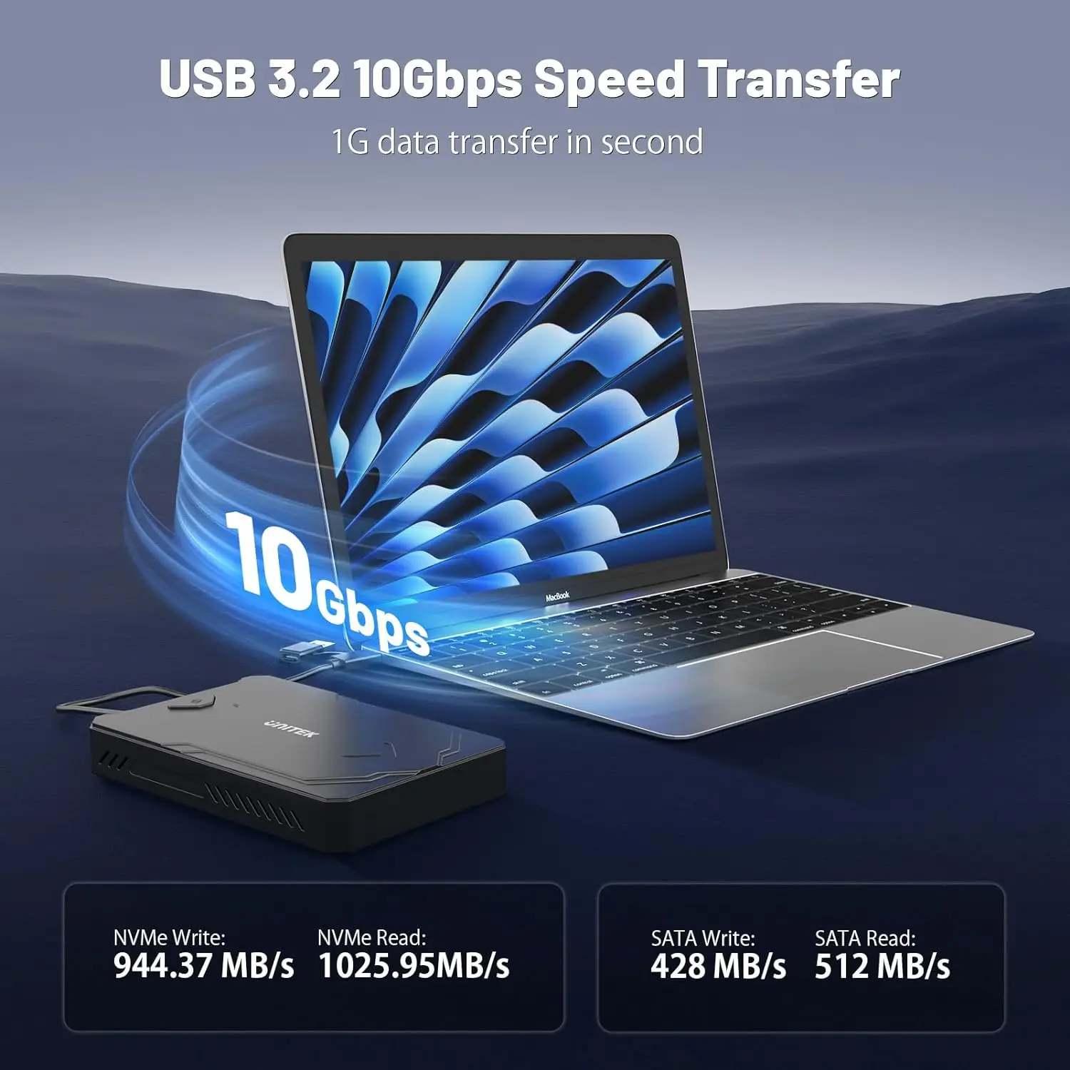 กล่องใส่ฮาร์ดไดรฟ์แบบ Dual Bay รองรับ USB C 10Gbps และ M.2 SATA สำหรับ NVMe PCIe SSD และ HDD SATA ขนาด 2.5 นิ้ว สำหรับคอมพิวเตอร์และแล็ปท็อป