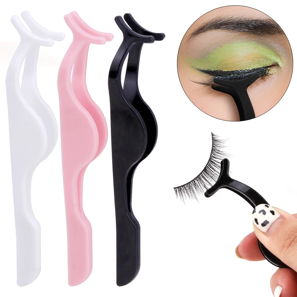 Sdotter 1Pcs False Eyelash Tweezers Plastic Lashes Forceps Eyelashes Extension Fish Tail Clip Lash Applicator Removal Nipper Mak