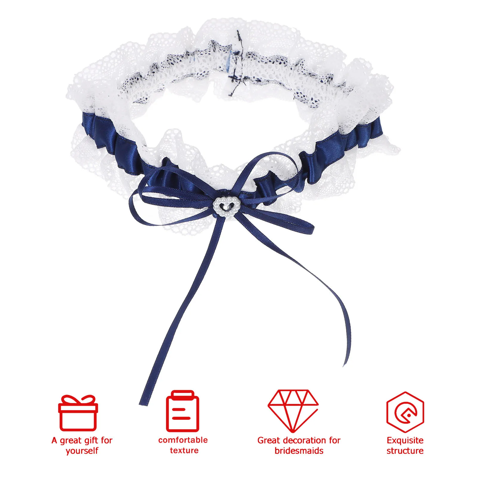 

Blue Garter Suspenders Stockings Belt Leg Wedding Bridal Bowknot Lace Elegant Comfortable Elastic