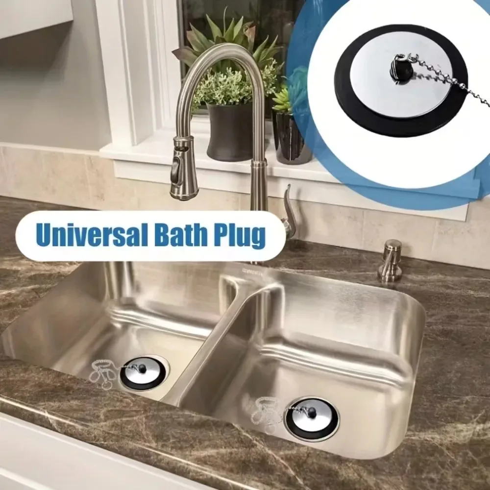 

1 шт., универсальная резиновая пробка для ванны с 40-сантиметровой цепью, подвесное кольцо, сливная пробка для ванны, аксессуары для душа, пробка для кухонной раковины