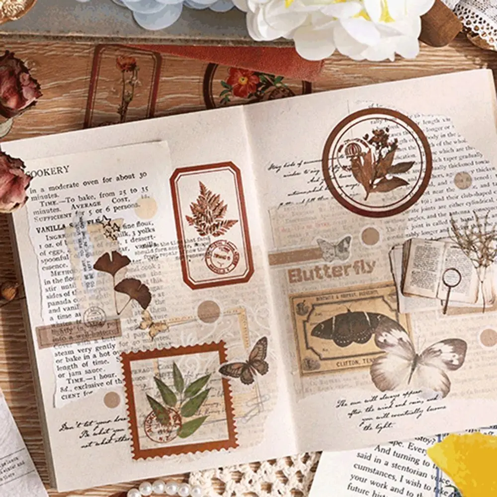 30 Pcs/Bag PET Flower Plant Sticker Bag Colorful DIY Hand Tent Decorative Material Waterproof Transparent Scrapbooking Sticker