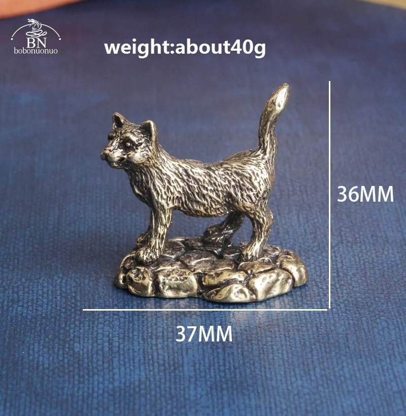 Antique Copper Cartoon Persian Cat Statue Desktop Ornaments Metal Brass Animal Figurines Miniatures Home Decorations Accessories