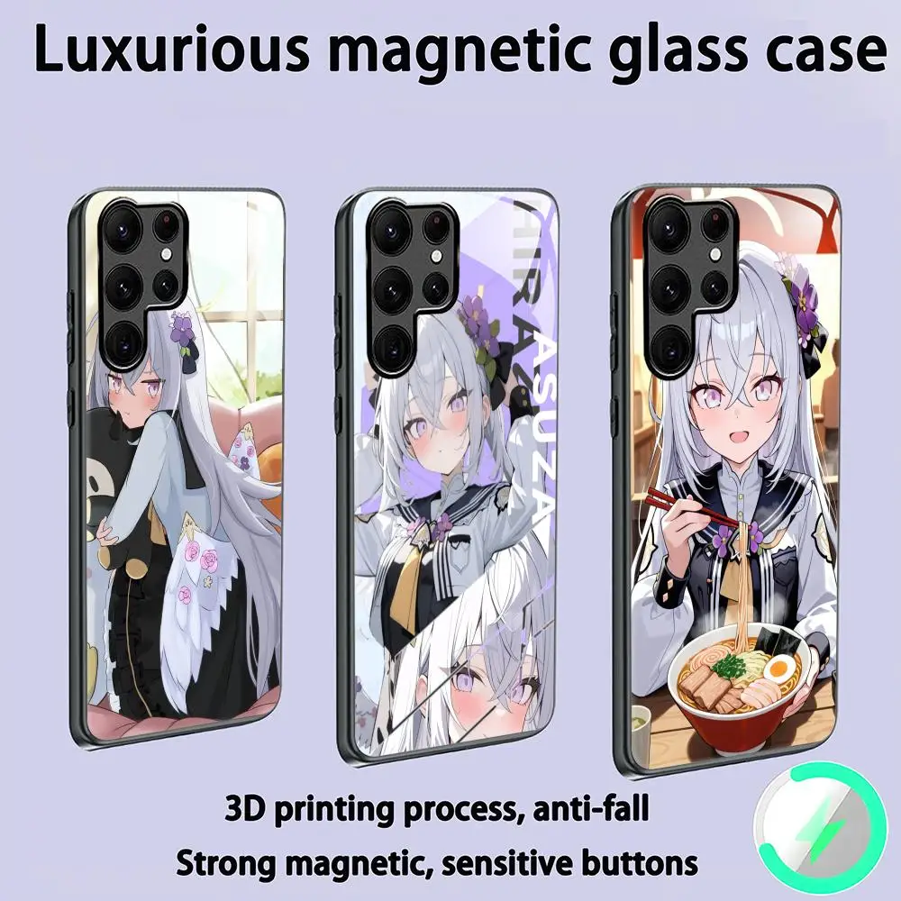Blue Archive Azusa Phone Case For Samsung S26 S25 S24 S23 S22 S21 S20 Plus Ultra Glass Magnetic Case