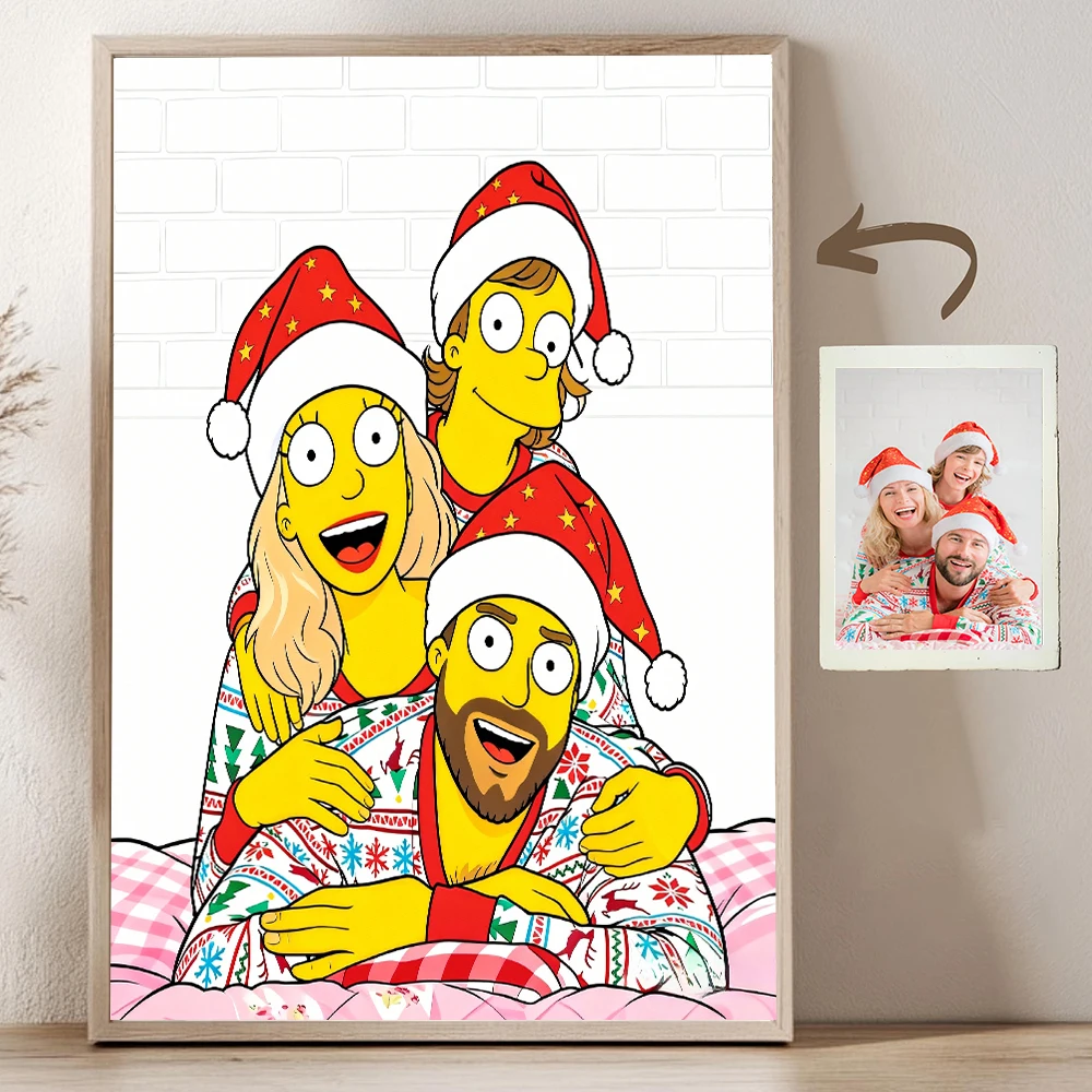 Custom Anime Cartoon Style Portrait From Photo Decor Personalized Cartoon Gift for Couples Family Kids Unique Wall Art Poster image 6
