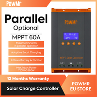 PowMr MPPT 60A Solar Charge Controller 12V 24V 36V 48V Solar Battery Regulator Parallel Optional