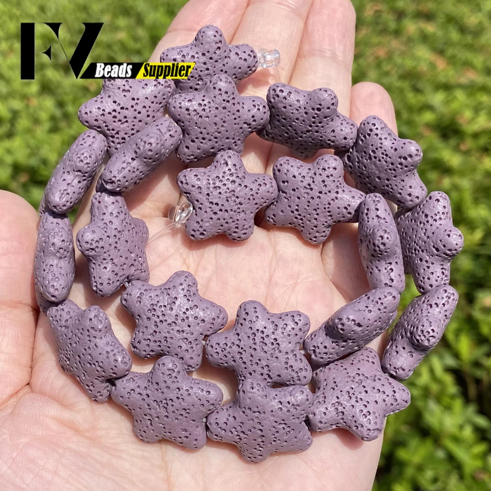 20mm Natural Volcanic Rock Stone Beads Colorful Star Shape Lava Beads for Jewelry Making Findings Fit DIY Bracelet Accessories