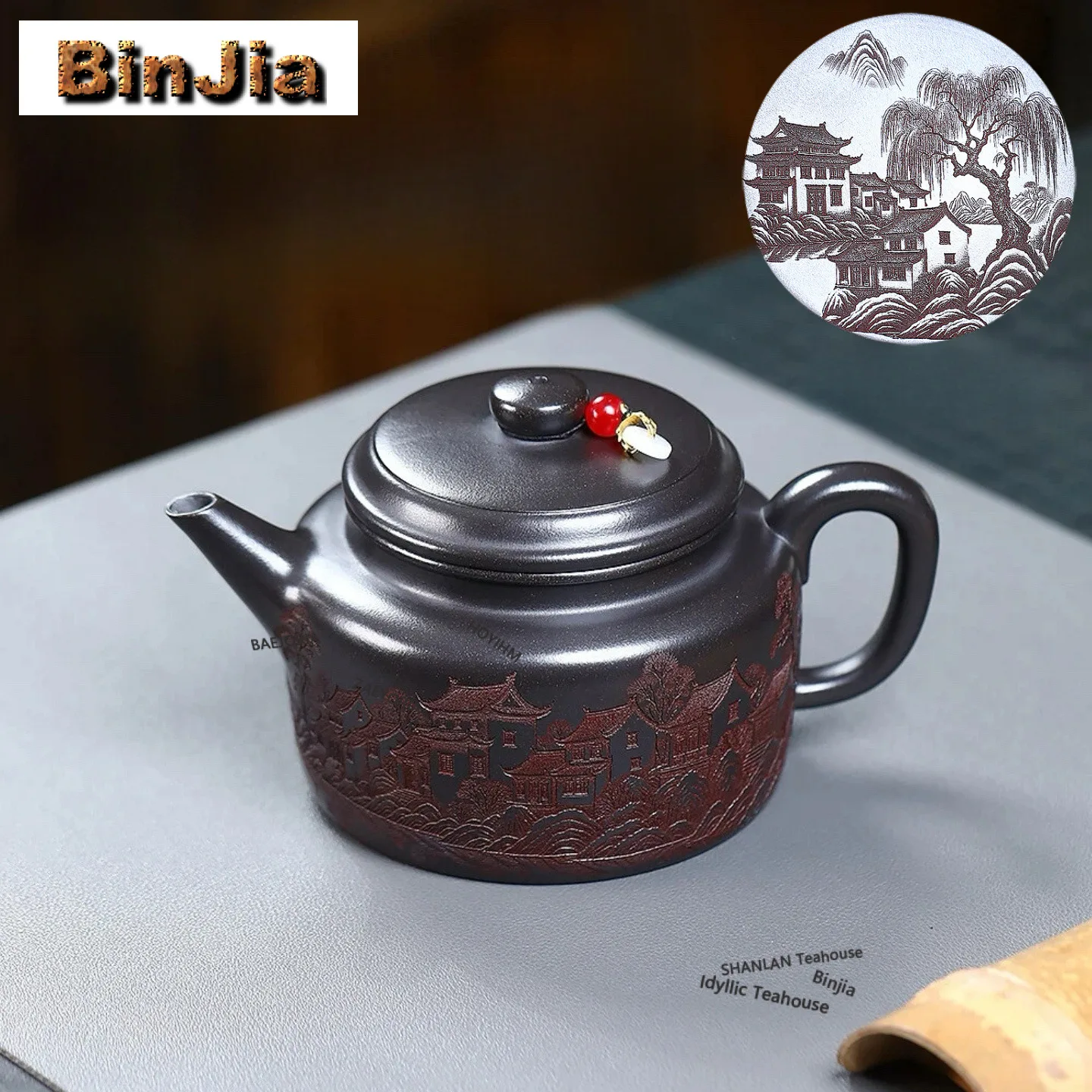 

Чайник из исинской глины (370 мл), ручной работы, высококачественный, модель Dezhong, из необработанной руды Xuan Iron Stone, желтая глина, набор для чая Zisha